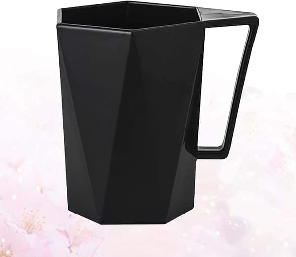 Toothbrush Holder for Bathroom, Plastic Toothbrush Cup, Creative Simple Geometric Bathroom Cups with Handle (Black)