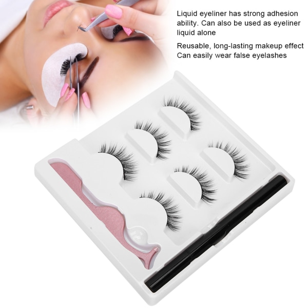 3 par lösögonfransar flytande eyeliner set Vattenfast ögonmakeup-verktyg3D-01