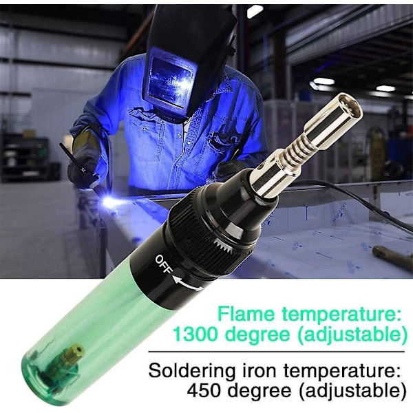 Lödkolv Gaspenna 1300°C Sladdlös Lödningsverktyg Brännare Penna Påfyllningsbar Butangas Lödkolv Gasbrännare för PC Elektronikreparation (Transparent Grön)