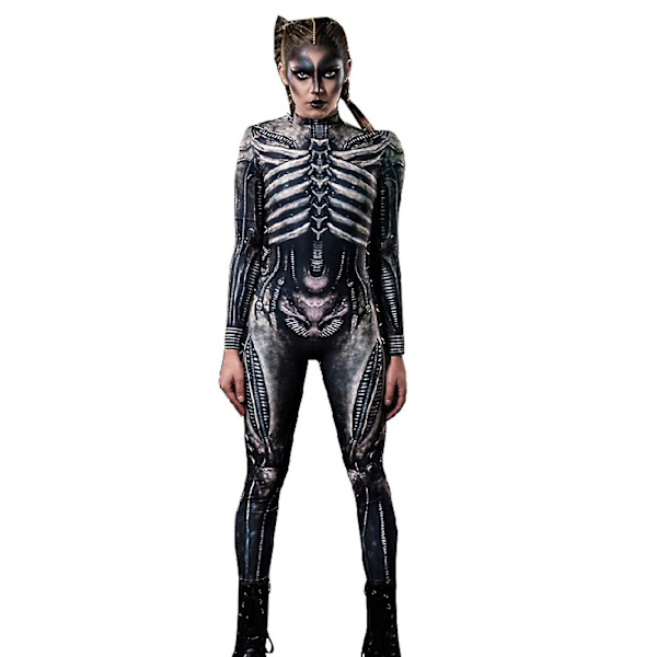 Luurankoprintti Halloween Cosplay -asu Naisille L