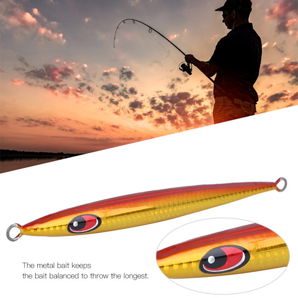 HONOREAL Metal Jig Deep Sea Boat Fishing Fast Sinkers Fish Simulate Jigging Luminous Lure Bait Accessory (L002 (punainen selkä kultainen runko) 17cm160g)