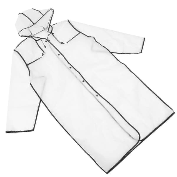 Mode Transparent Regnfrakke Dejlige Piger Hætte Regnfrakke Mellemlang Letvægts Regntøj Sort Slicker (Sort, Størrelse XL) XL