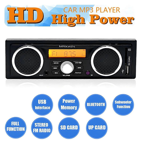 1 Din Autoradio MP3 Bluetooth Handsfree-puhelut Autostereo