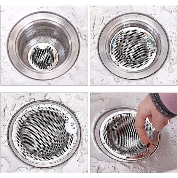 Ruostumattomasta teräksestä valmistetut lavuaarin siivilät - 2 kpl (10 cm)