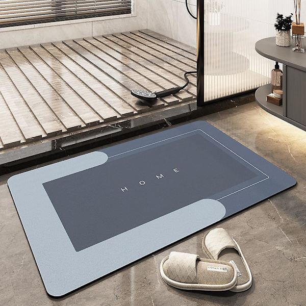 Superabsorberande Snabbtorkande Badmatta Halksäker Gummibotten Rektangel Blå 40x60cm