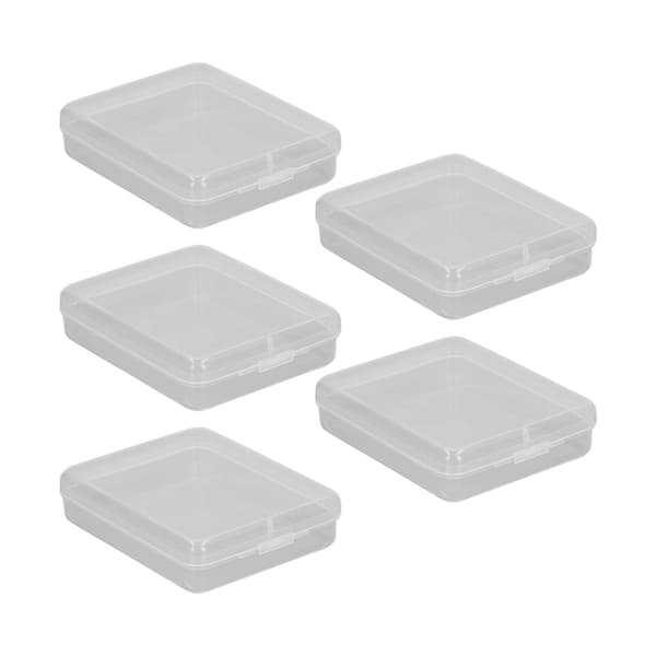 5 STK. Opbevaringskasser i plastik Tom emballageboks Rektangulær beholder til dele Smykker Håndværk Transparent