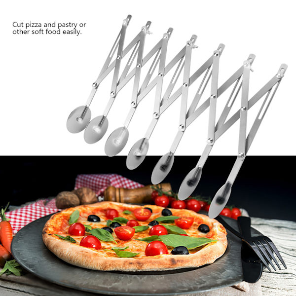 Hopfällbar pizzaskärare i rostfritt stål, degkavel, köksredskap