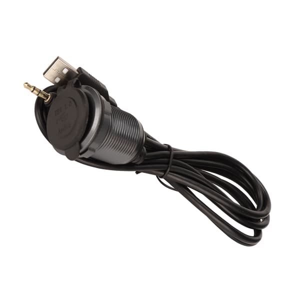 Bil dashbord forlengelseskabel med signallys USB innfelt montering 3,5 mm lydkabel med spenne