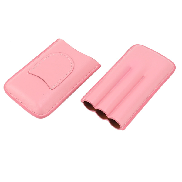 Cigar Case High End Nahka Muoti Kannettava Matkakotelo 3 Sikarille Vaaleanpunainen