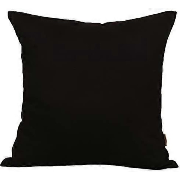 Handgjord Solid 100% Bomull Canvas Kuddfodral (x 18\" av 2, Svart)