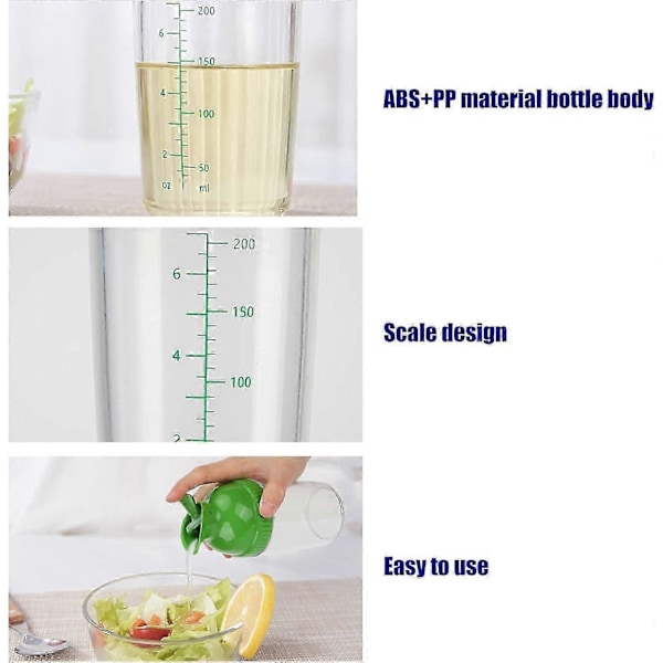 200 ml Salatdressing Shaker med Nemt Greb, Lækagesikker Beholder, Universal Sauce Mixer, med Skala Køkkenredskab, 5,5x17cm_SZXM