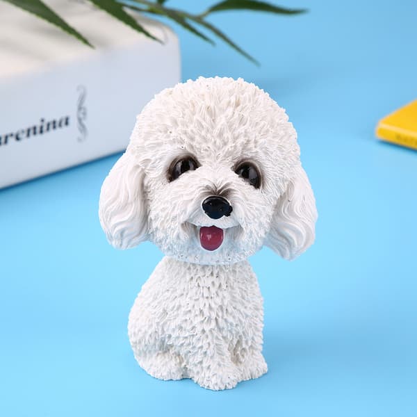 Simulering Ristende Hode Hund Dekor Bobble Head Leketøy Bil Interiør Dashbord Ornament (Hvit)