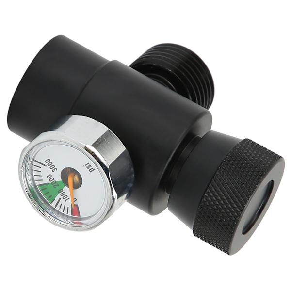 CO2-cylinderpåfyllningsadapterkontakt CGA320 // TR21-4 ASA 3000psi tryckmätare svart