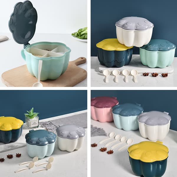 Krydderboks Krydderkrukker Fire Rom Krydder Multi Grid Krydderkrukke Salt Pepper Dispenser