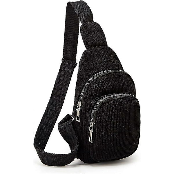 Slyngeveske for kvinner, liten crossbody slyngeveske, cordfløyel slynge ryggsekk, magebelteveske for reise, sport, løping, fotturer