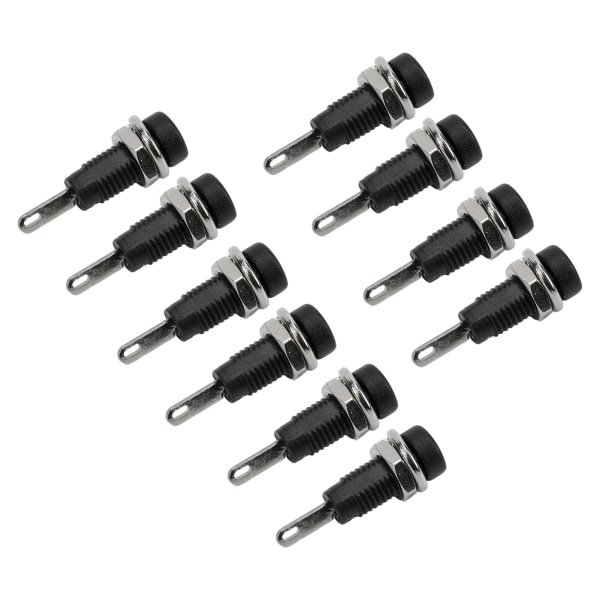 10 stk J.40003 2 mm Banana Jack Panel Socket Extended Post Plug Adapter for elektronisk instrument Svart