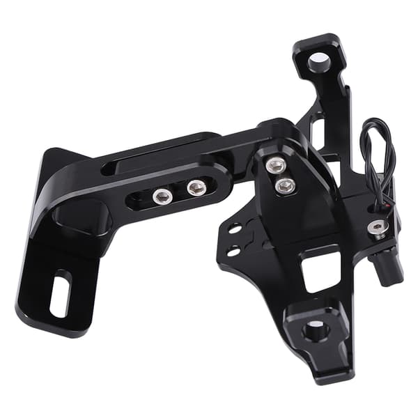 Motorcykel Justerbar Nummerpladeholder i Aluminium med Lys Sort