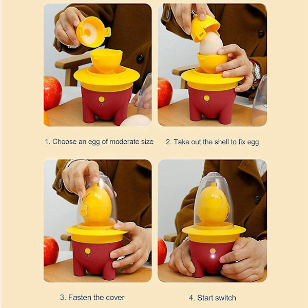 Bärbar elektrisk ägghomogenisator - Red Silikon Golden Egg Maker för kök (USB ingår)