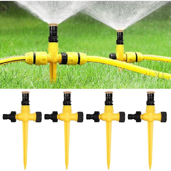 4 Stycken Trädgårdssprinkler, 360° Roterande Automatisk Sprinkler, Justerbar Vattenspridare för Gräsmatta, Vattningssystem för Trädgård, Gräsmatta, Växter, Grönsaker