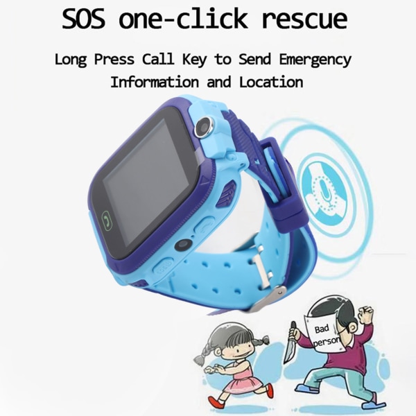 2G Kids Smart Watch LBS Posisjonering Barn Telefon Klokke Støtte SOS Alert Bilde Ta Gaming Klasseromsmodus Fjernavstengning Blå