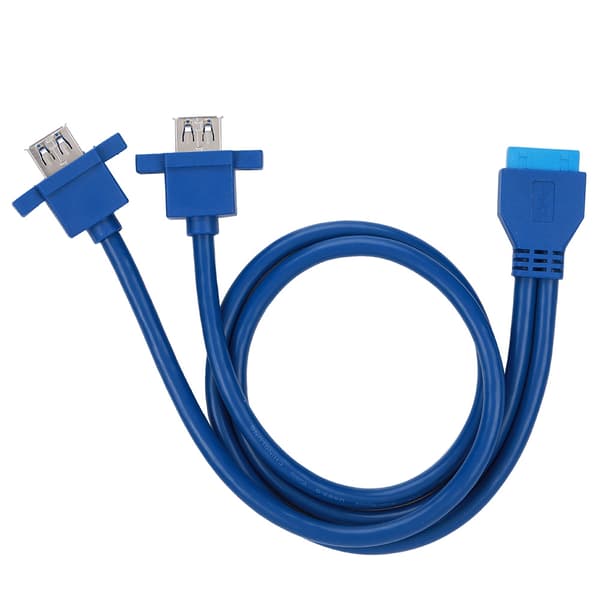 USB3.0 19PIN TIL 2AF Front Motherboard Panel Monteringskabel med Skruehull (0.5 m)