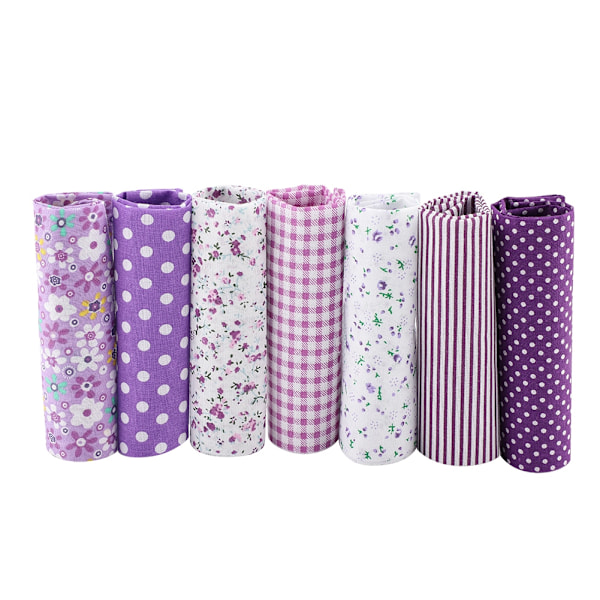 7 st 50*50 cm bomullstyg DIY blandade fyrkanter förskurna sängkläder kit kvarter bunt (lila)