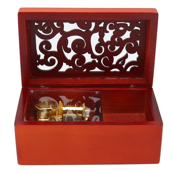 Trämusikdosa Klassisk Retro Hollowed Enkel operation Utsökt Pinewood Clockwork Music Box för hemmabilkontor
