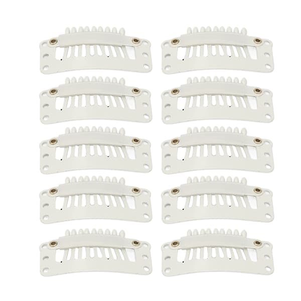 100 stk. 9 tænder hårforlængerclips multifunktionelle 32 mm DIY parykclips til hårforlængelser hvid