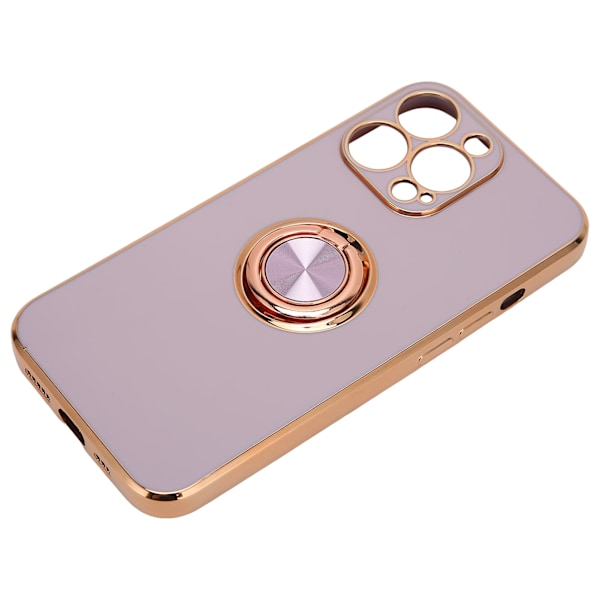 Mobiltelefon Skal Ros Guld Galvaniserad Ring Telefonfodral Dam Ultra Tunn Mjuk TPU Telefonfodral för IPhone 13 Pro Ljus Lila