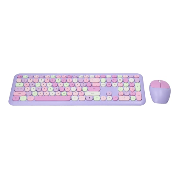 Näppäimistö Mouse Combo 2.4G Retro Multi Color Mute Cover Langaton näppäimistö ja hiiri Set Purple