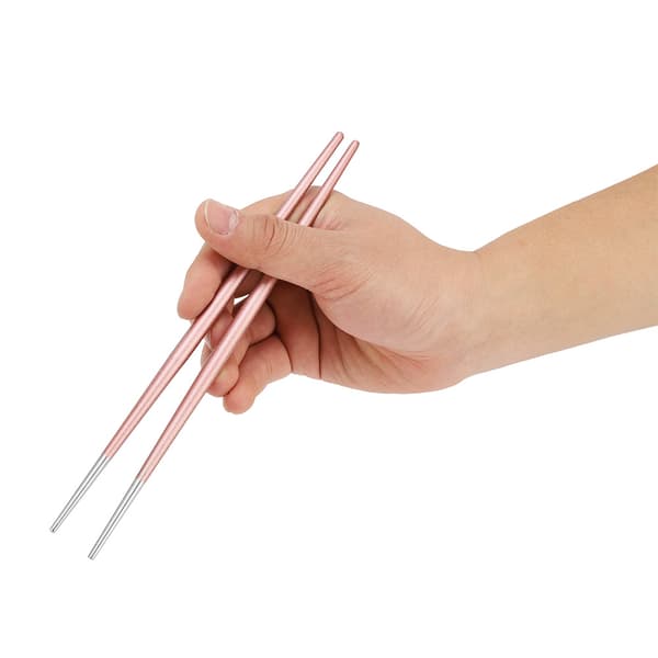 304 spisepinner i rustfritt stål Japansk sushi spisepinner servise sett (rosa sølv)