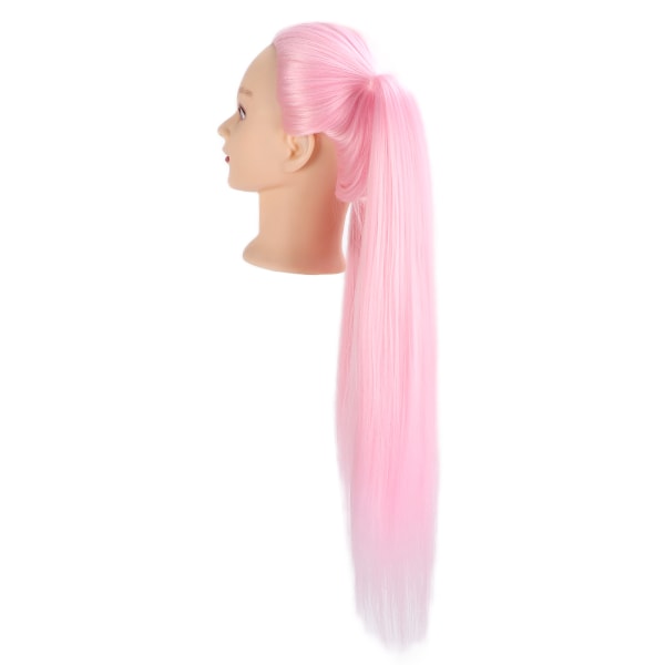 Långt rosa hår Skyltdockahuvud Högtemperaturtråd Frisör Hårstyling Träningshuvud för skönhetslärarestudenter