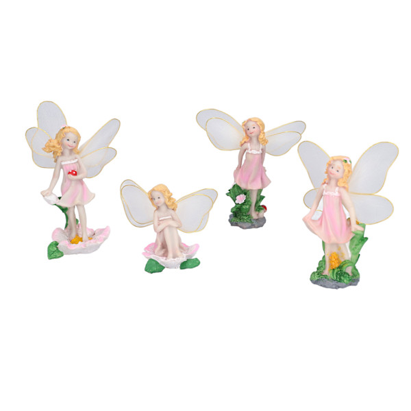 4 st blomsterälvor figurer staty trädgård hem prydnad harts modell miniatyr landskap dekor