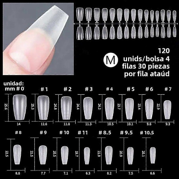 120 stk. XXS Løsnegler Transparent Matrix Gel Myk Full Dekning Myk Forlengelse Mini For Manikyr Falskt Hårverktøy A 02