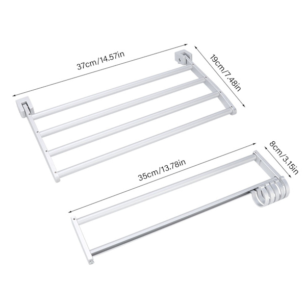 Hushållsbadrum Aluminium Väggmonterad dubbellagers badhanddukshållare Handduksställ Förvaringsställ 37 cm