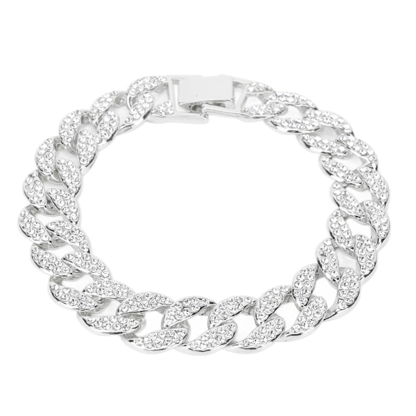 Cubansk armbånd Cubansk Boutique Rhinestone Smykker Hip Hop Par Armbånd Dekorativ AnkelSølv