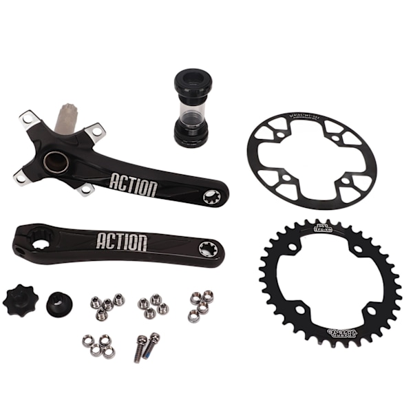 Bike Hollow Crank Set Aluminum Alloy High Strength Crank Chainring Set with Bottom Bracket for Mountain Cycling