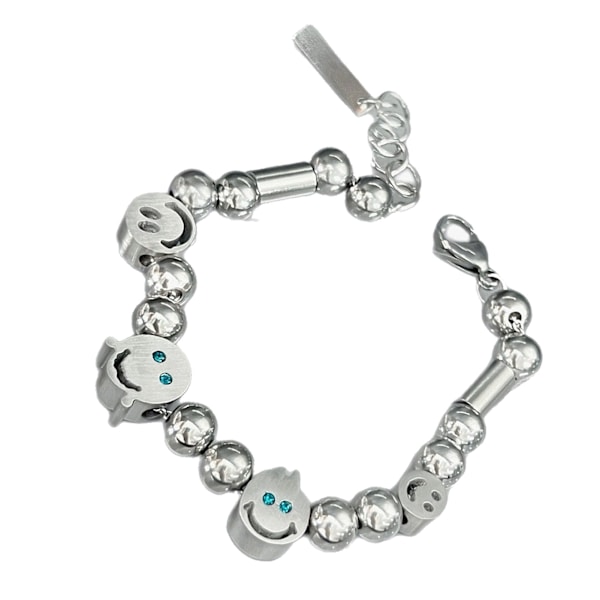 Leende ansikte pärlar armband smycken födelsedagspresent titanstål mode unisex vattentät för pojkar flickor