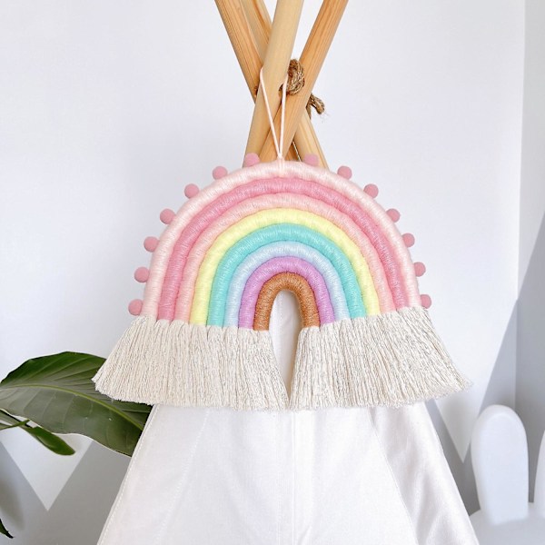Regnbåge Tapestry, Färgglad Handvävd Väggbonad, Regnbåge Macrame Väggbonad