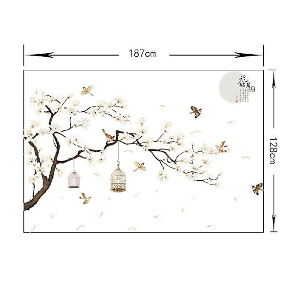 En uppsättning fågelträd blommor väggdekaler väggdekor för vardagsrum sovrum kontor DIY rum dekoration