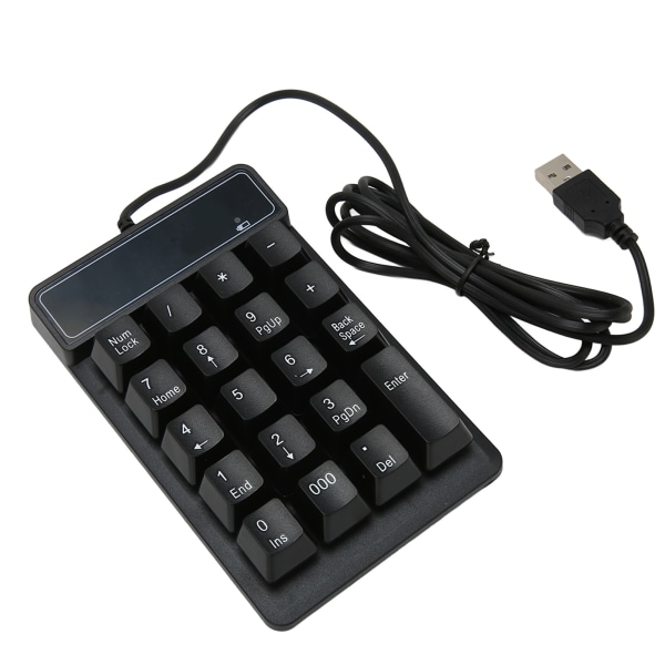 Kablet nummertastatur Svart USB-tilkobling 19 U-formede taster Plug and Play Kompakt numerisk tastatur for bærbar PC Desktop