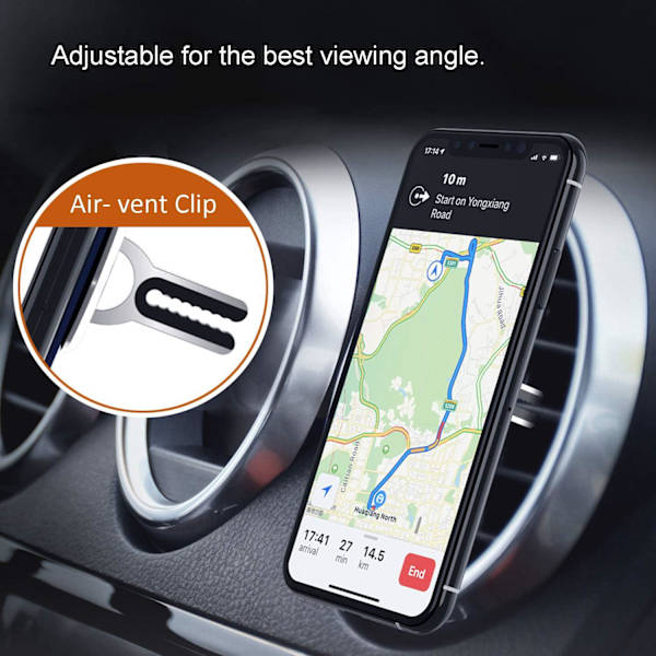 2 kpl (musta + punainen) autopuhelimen pidike, 360° käännettävä monitoimipuhelintelineen rengas, CAN käyttää auton ilmanpoistoaukkoon