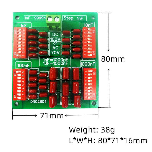 Dnc2B04 1Nf til 9999Nf Trin-1Nf Programmerbart Kondensator Board, Uden Kabinet