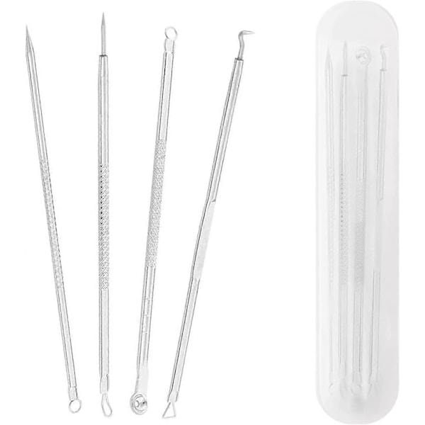 d'outils de nettoyage de points noirs, 4 pices professionnelles en acier inoxydable, extracteur de brlures et comdons, pour le soin du visage avec tui