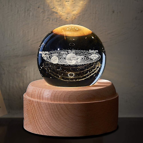 Speldosa 3D Kristall Speldosor, Självlysande Roterande Boll Musiklåda