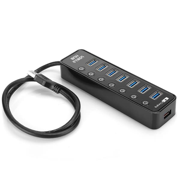 7-portars USB 3.0-hubb med switch Smart 2A snabbladdande splitter dockningsstation PC-tillbehör