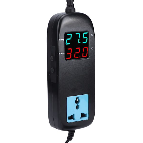 90-250V Digital Display Temperaturregulator Elektronisk Termostat med Strømkabel EU-plugg