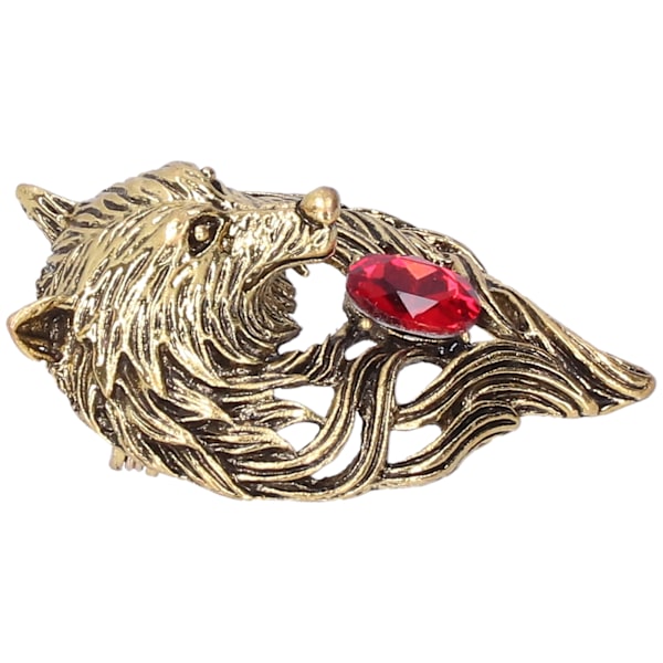 Brosch Pin Retro Lejonhuvud Herrkostym Rock Djurmönster Kavajslag Pin Fest Corsage Tillbehör Guld