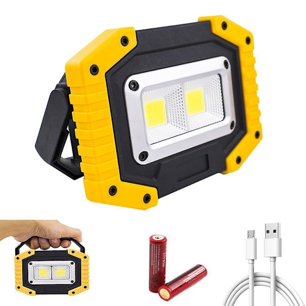 30W Genopladelig LED Spotlight Byggeplads Arbejdslampe COB Bærbar USB LED Spotlight til Camping, 3 Tilstande (1 stk)