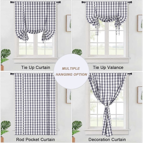Køkkengardin Romersk Rullegardin Plaid Semi-Transparent Disc Gardiner Landstil Bistro Gardin